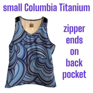 Sm Columbia Performance Titanium Sport Top 2 Zip Pocket Blue Swirl Sportswear